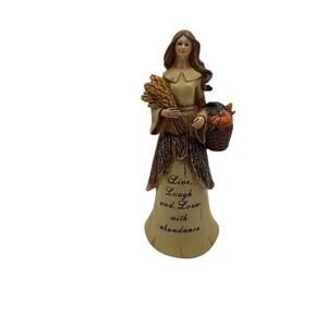 Thanksgiving Pilgrim Woman Figurine 8" Multicolor Decor